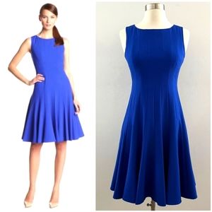 Calvin Klein fit & flare royal blue dress w/ princess seams